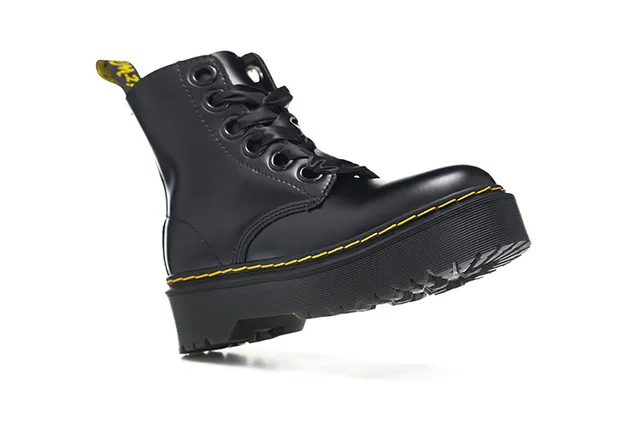 Dr. Martens Jadon Bottes Martin de Plateforme en Cuir Noir Lisse 4