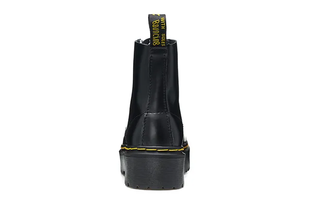 Dr. Martens Jadon Bottes Martin de Plateforme en Cuir Noir Lisse 5