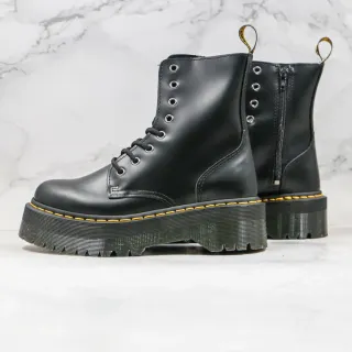 Dr. Martens Jadon Black Yellow Platform Sole 8-Eyelet Lace-Up Martin Boots