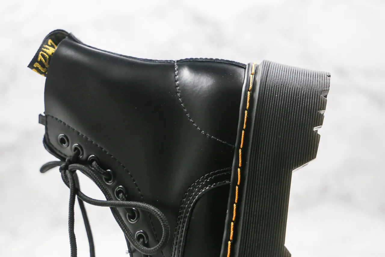 Dr. Martens Jadon Preto Amarelo Sola Plataforma Bico Cap Botas Martin 5