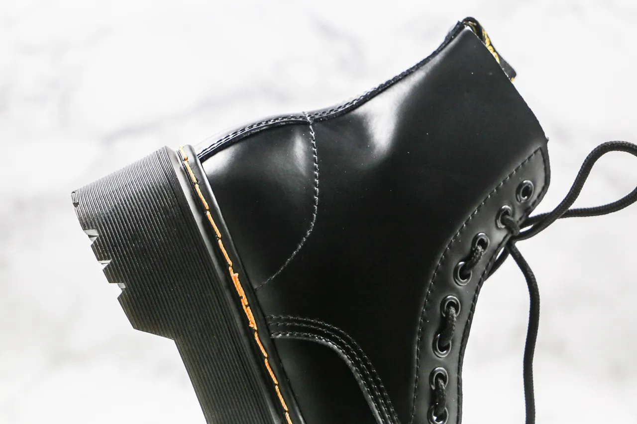 Dr. Martens Jadon Preto Amarelo Sola Plataforma Bico Cap Botas Martin 6