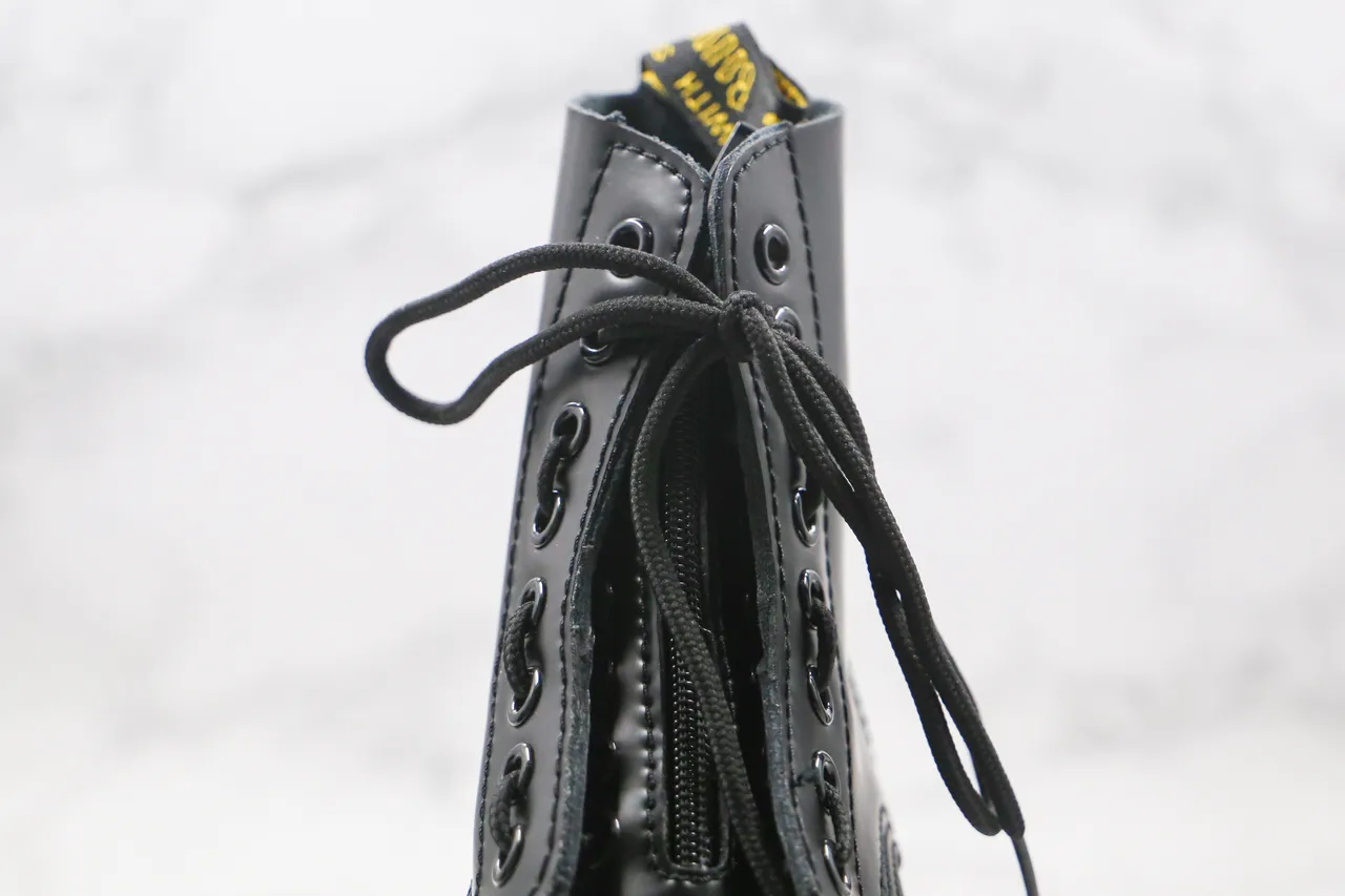 Dr. Martens Jadon Preto Amarelo Sola Plataforma Bico Cap Botas Martin 8