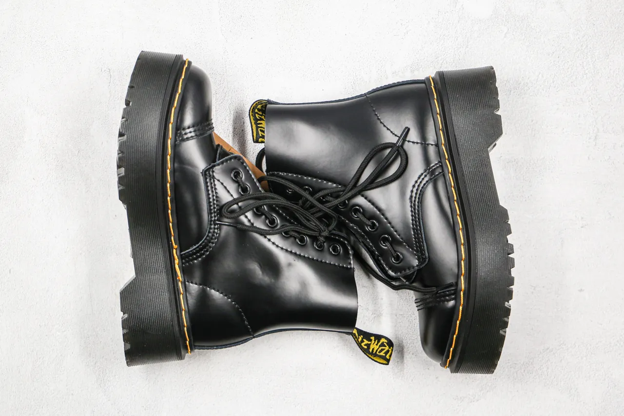 Dr. Martens Jadon Preto Amarelo Sola Plataforma Bico Cap Botas Martin 11