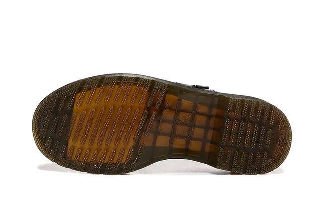 Dr. Martens Mary Jane Sapatos Mary Jane Preto Marrom Couro Polido Cinto com Dupla Presilha 9