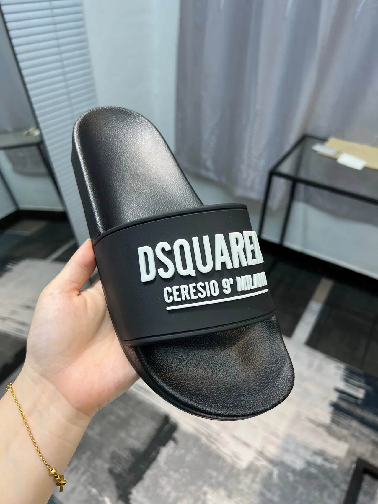 Dsquared2 ICON Black Logo Slide Slippers 6