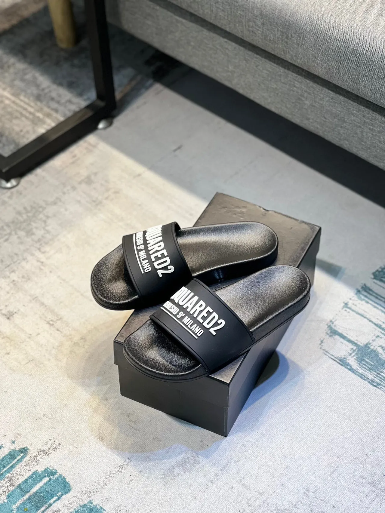 Dsquared2 ICON Black Logo Slide Slippers 7