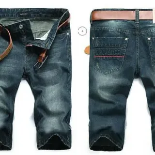 Dsquared2 ICON Blue Brown Mid-Rise Distressed Wash Shorts