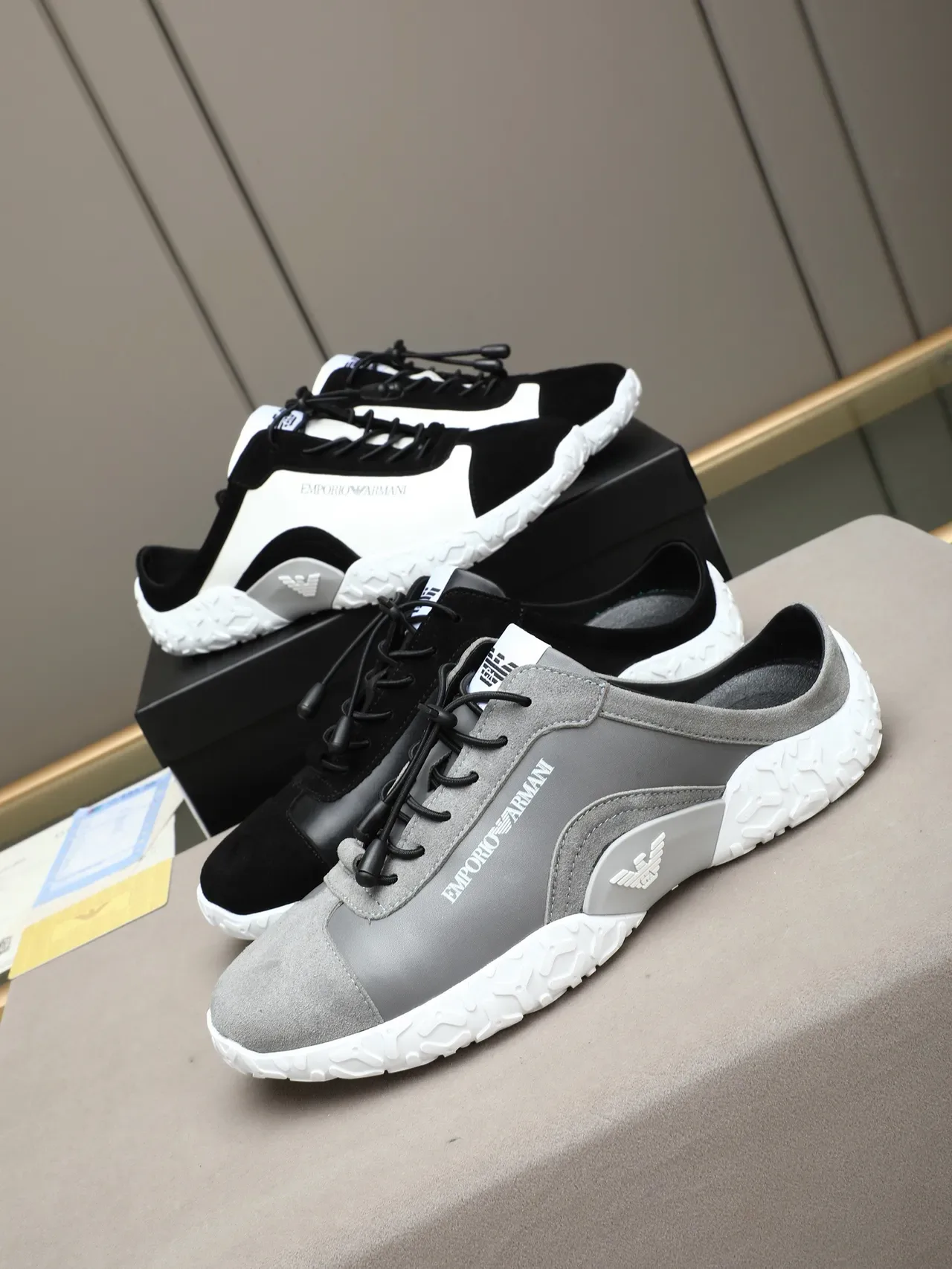 Emporio Armani Black and White Lifestyle Sneaker 2