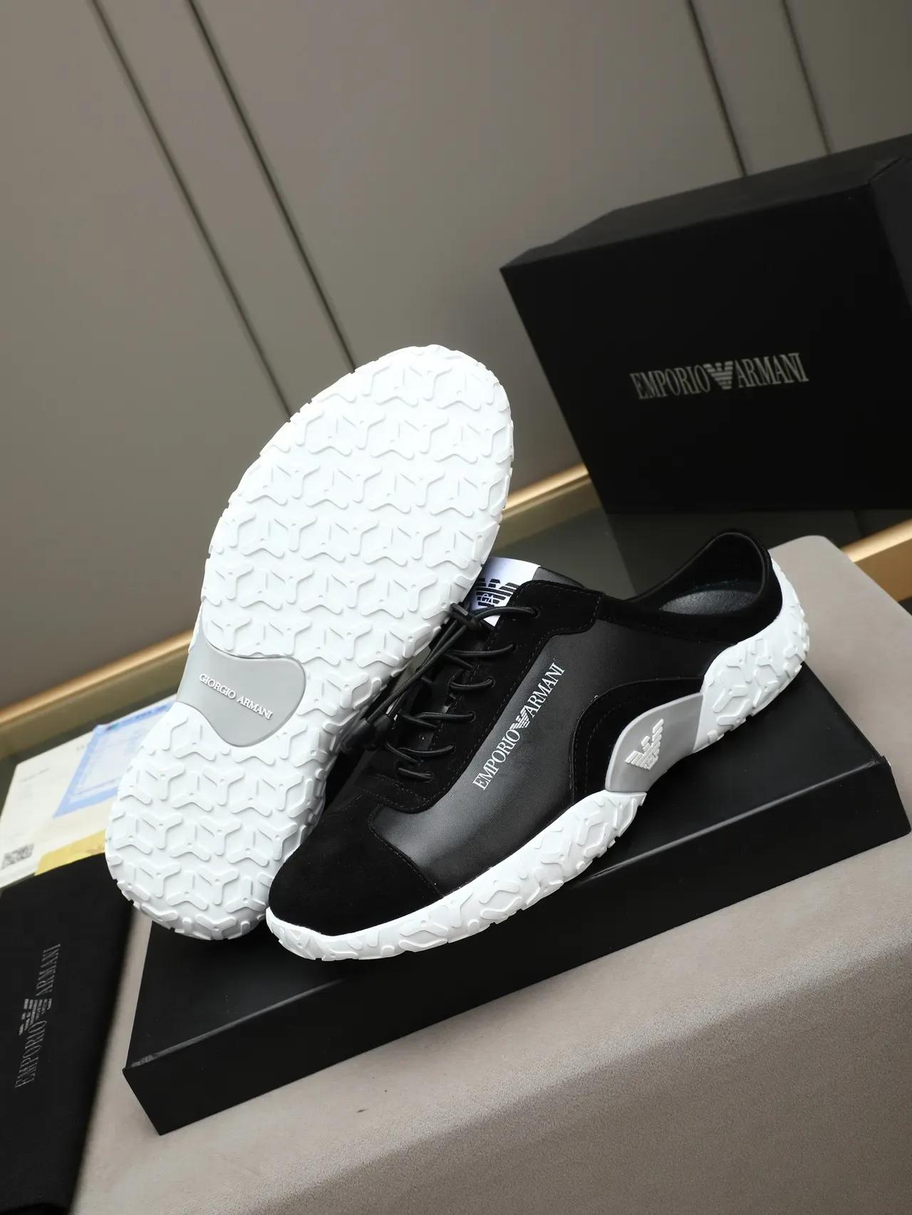 Emporio Armani Black and White Lifestyle Sneaker 4