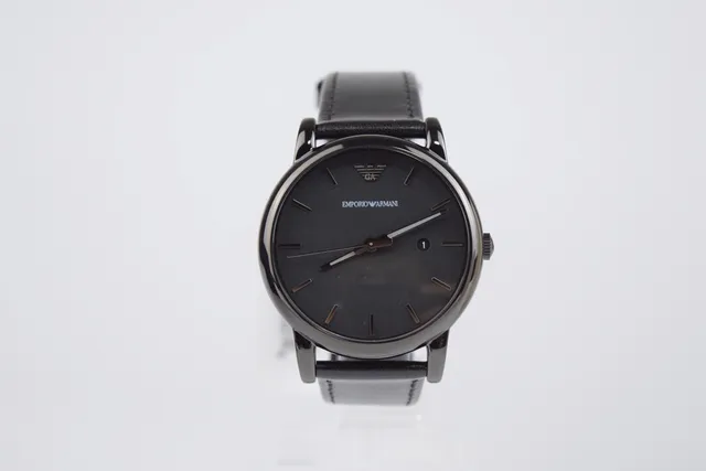 Emporio Armani Cadran Noir Sangle Cuir Montre Quartz 2