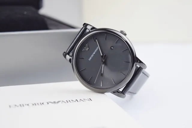 Emporio Armani Cadran Noir Sangle Cuir Montre Quartz 3