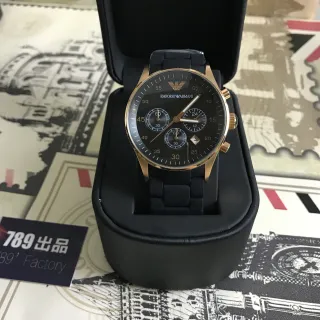 Emporio Armani Chronograph Black Dial Gold-Tone Case Quartz Watch