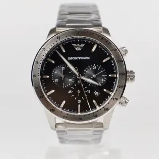 Emporio Armani Chronograph Black Dial Stainless Steel Mechanical Watch
