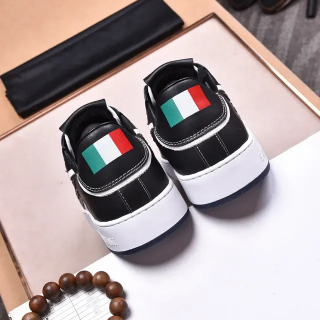 Emporio Armani EA7 Black and White Leather Lifestyle Sneakers 2