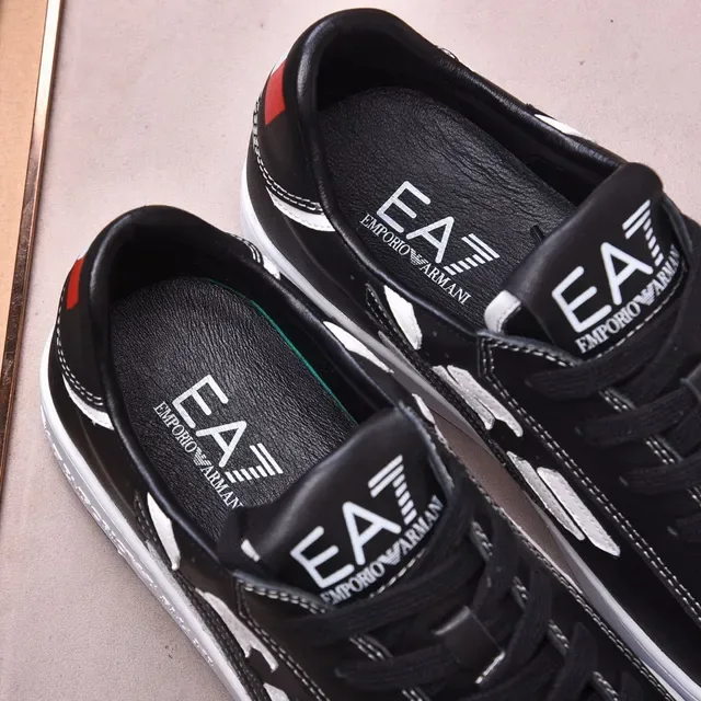 Emporio Armani EA7 Black and White Leather Lifestyle Sneakers 6