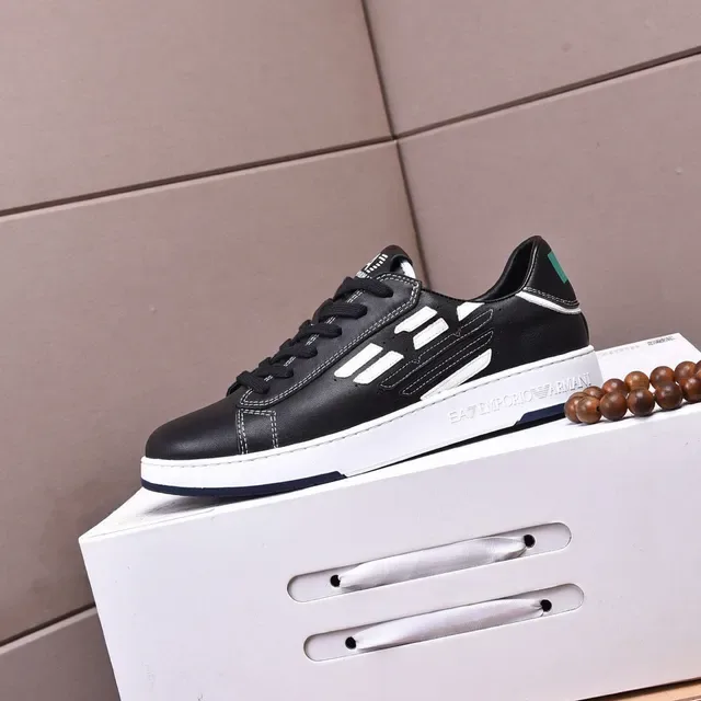 Emporio Armani EA7 Black and White Leather Lifestyle Sneakers 7