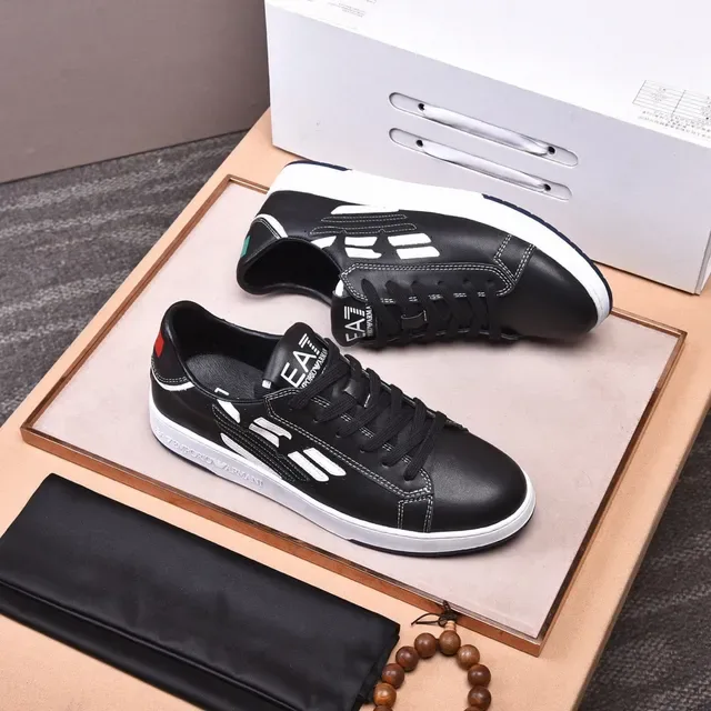 Emporio Armani EA7 Black and White Leather Lifestyle Sneakers 8