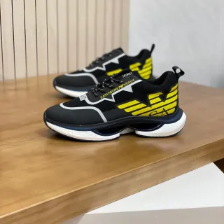 Emporio Armani EA7 Black and Yellow Eagle Logo Lifestyle Sneakers