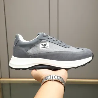 Emporio Armani Gray Suede Mesh Lace-Up Lifestyle Sneaker