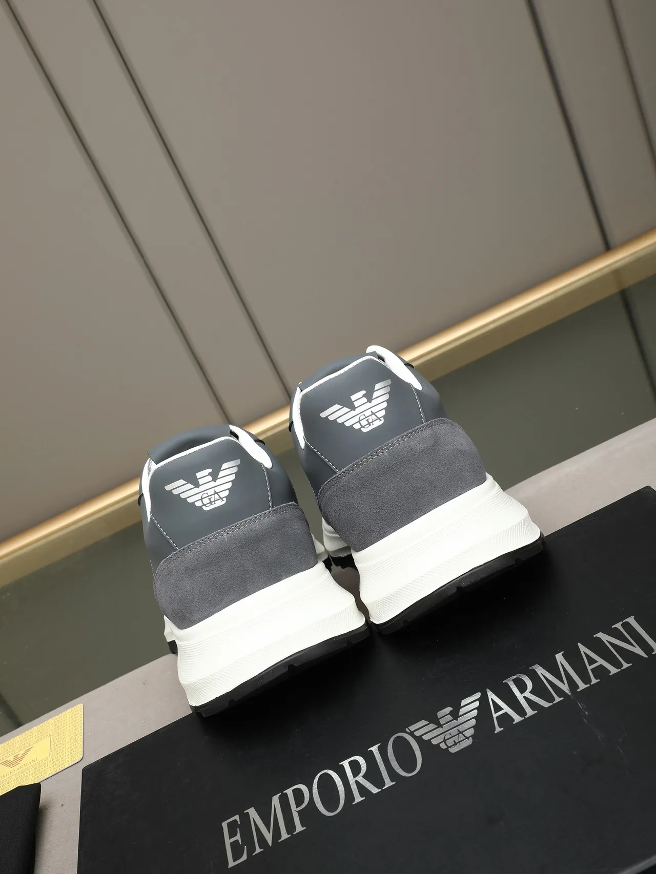 Emporio Armani Gray Suede Mesh Lace-Up Lifestyle Sneaker 2