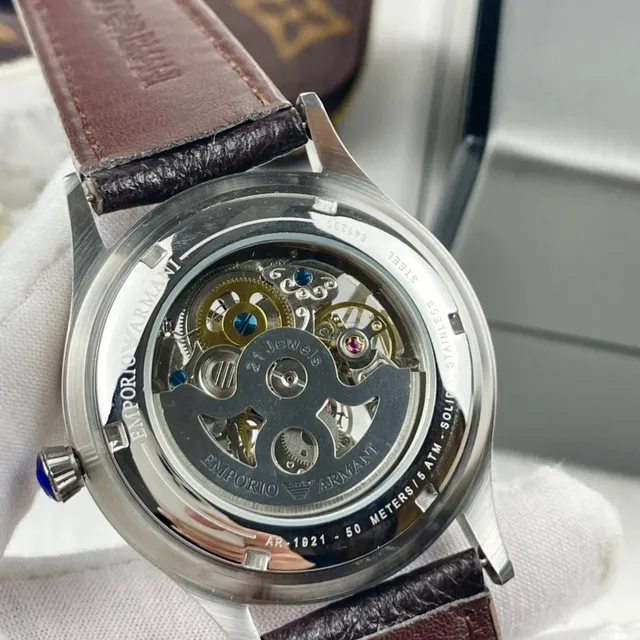 Emporio Armani Meccanico Squelette Silver-Tone Montre Mécanique 4