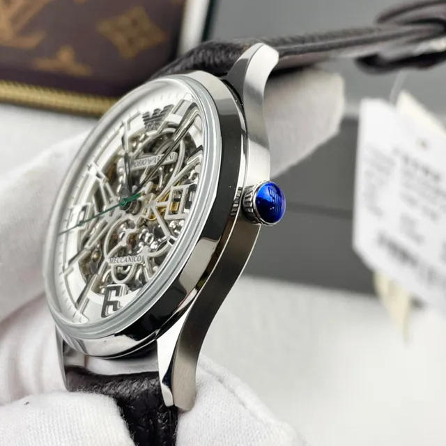 Emporio Armani Meccanico Squelette Silver-Tone Montre Mécanique 5