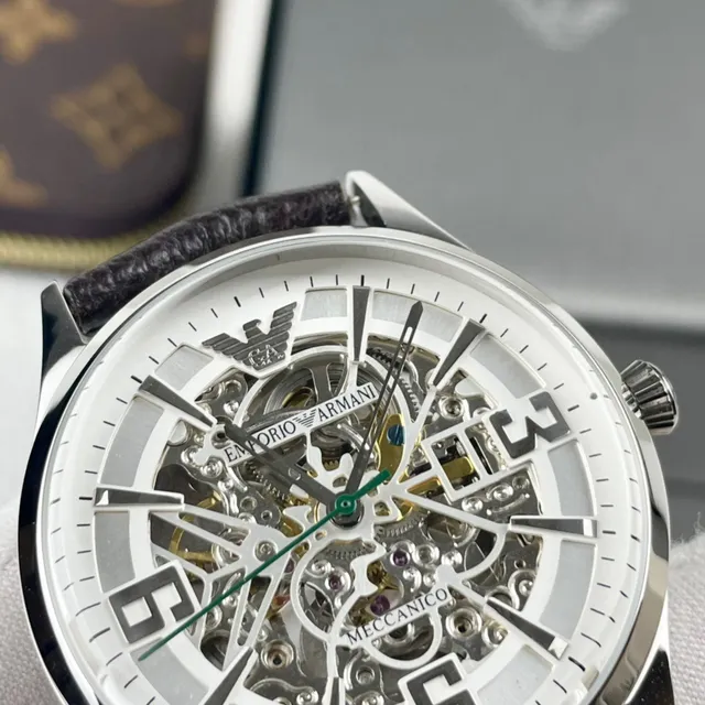 Emporio Armani Meccanico Squelette Silver-Tone Montre Mécanique 6
