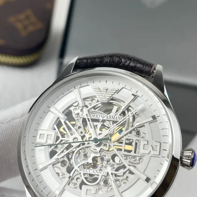 Emporio Armani Meccanico Squelette Silver-Tone Montre Mécanique 7