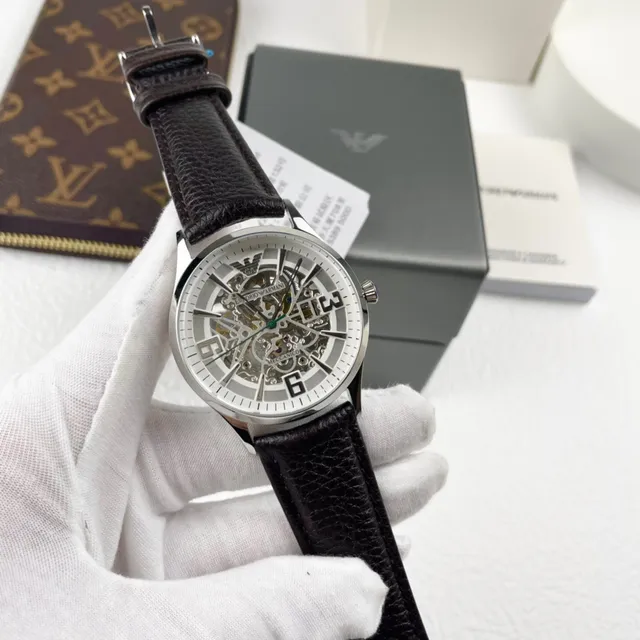 Emporio Armani Meccanico Squelette Silver-Tone Montre Mécanique 8