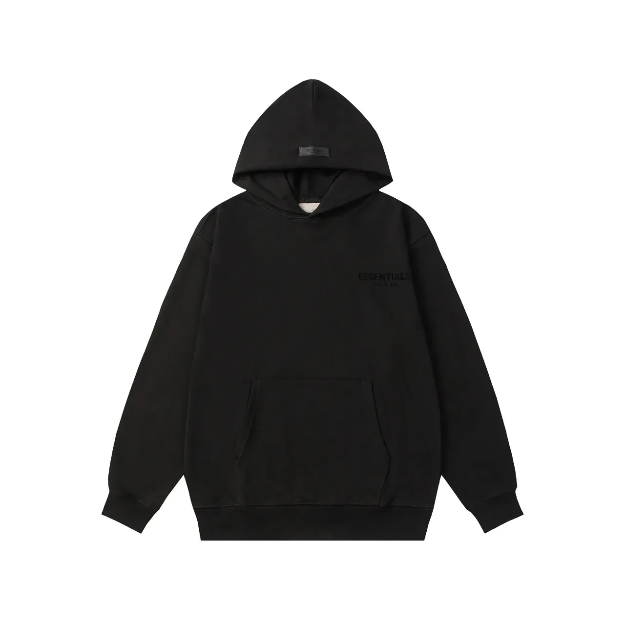 Fear of God Essentials काला भूरा ओवरसाइज्ड फिट मिनिमलिस्ट लॉगो प्लेसमेंट हूडी 5