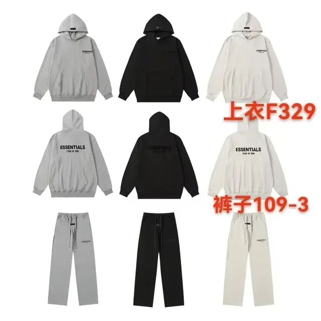 Fear of God Essentials काला भूरा ओवरसाइज्ड फिट मिनिमलिस्ट लॉगो प्लेसमेंट हूडी 8