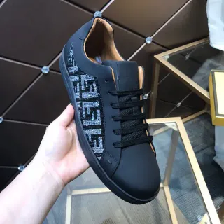 Fendi Black Beige Low-Top Leather Upper Lifestyle Sneakers