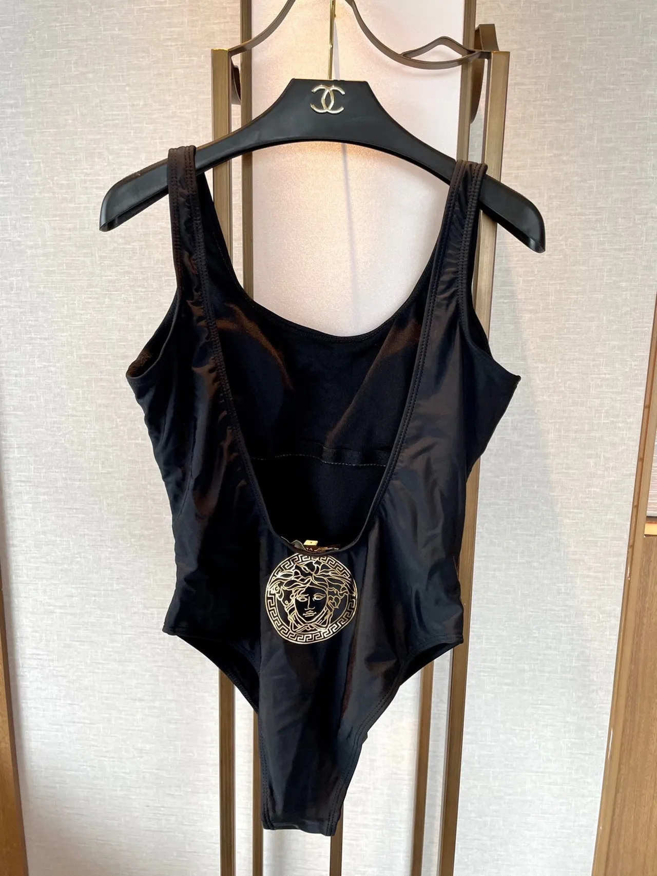 Fendi FENDACE Black Gold High-Cut Square-Neck Swimwear 6