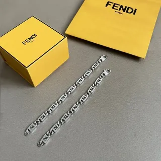 Fendi FF Chain Silver-Tone Logo Motif Bracelets