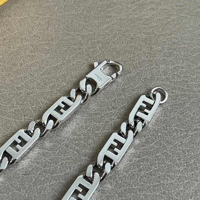 Fendi FF Chain Silver-Tone Logo Motif Bracelets 2
