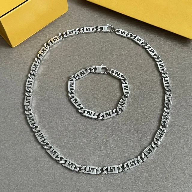 Fendi FF Chain Silver-Tone Logo Motif Bracelets 6