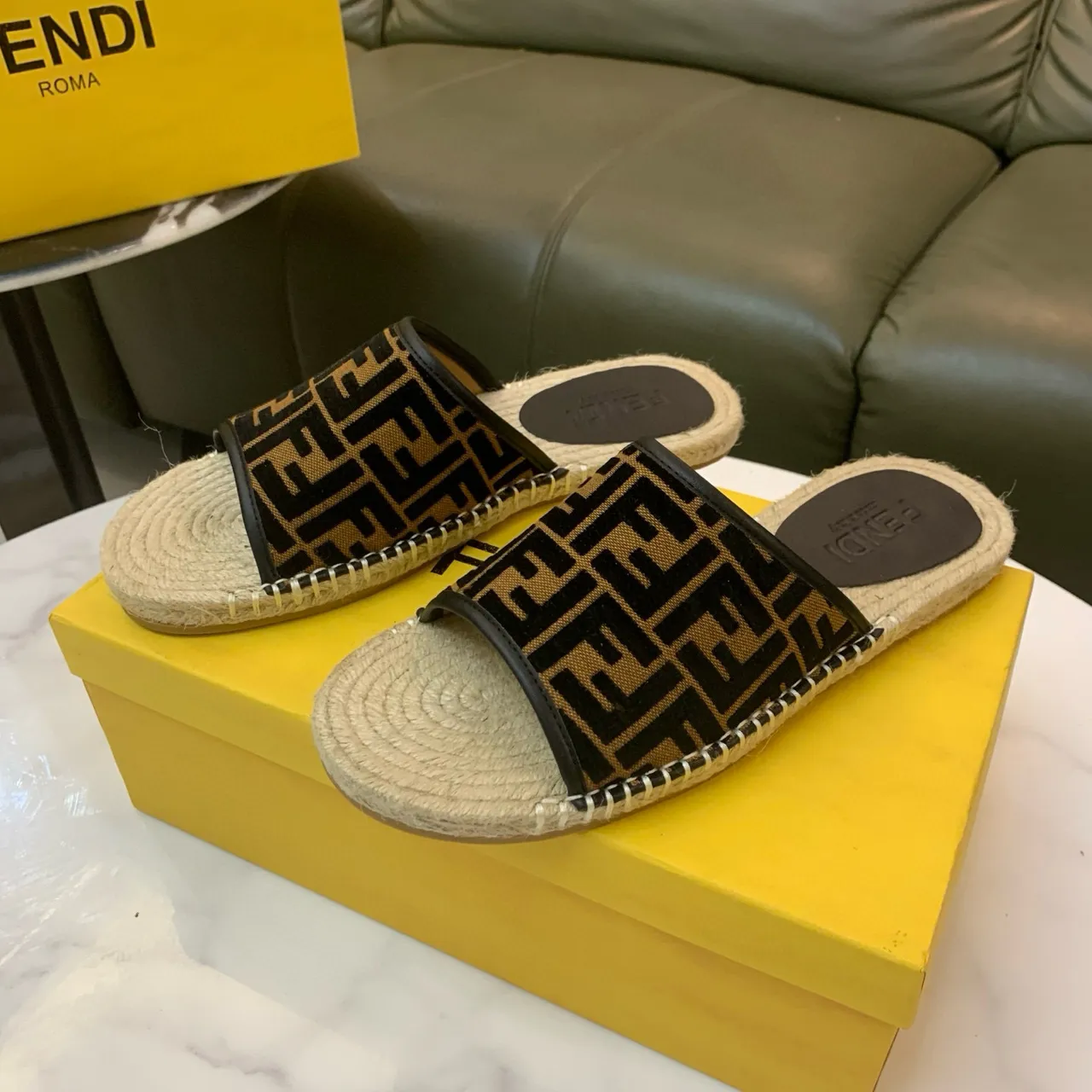 Fendi FF Monogram Espadrille Slippers 2