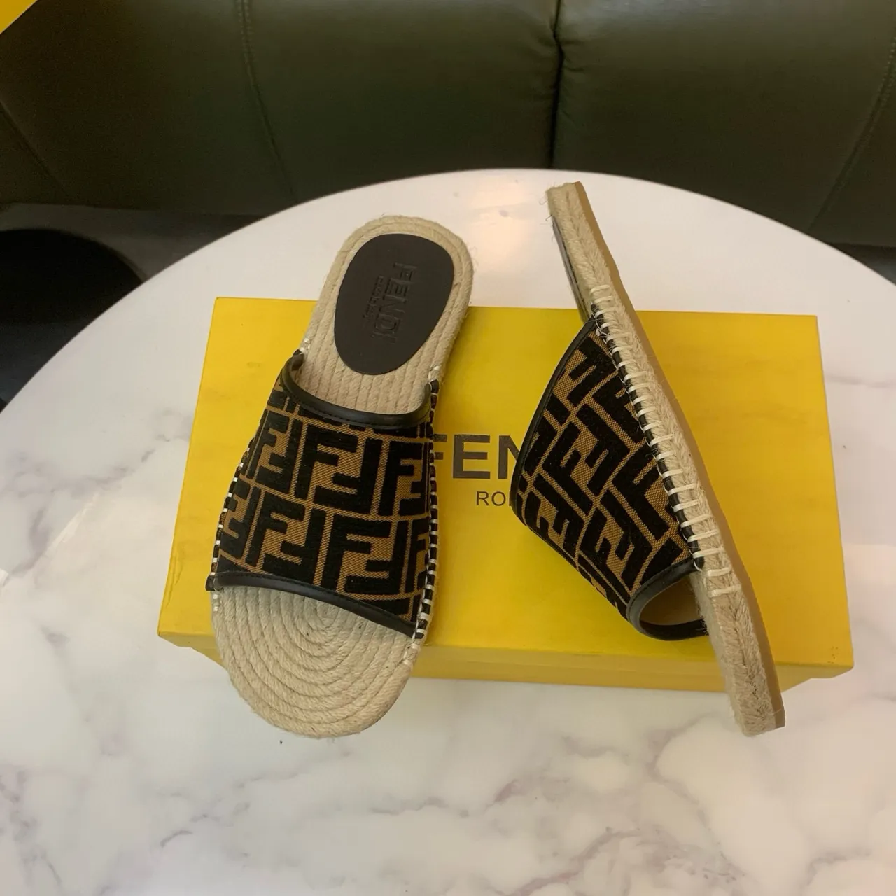 Fendi FF Monogram Espadrille Slippers 4