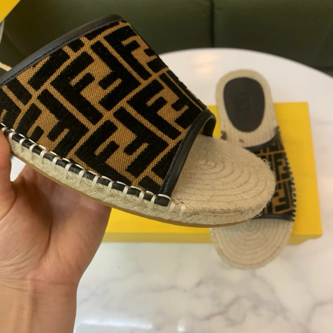 Fendi FF Monogram Espadrille Slippers 6