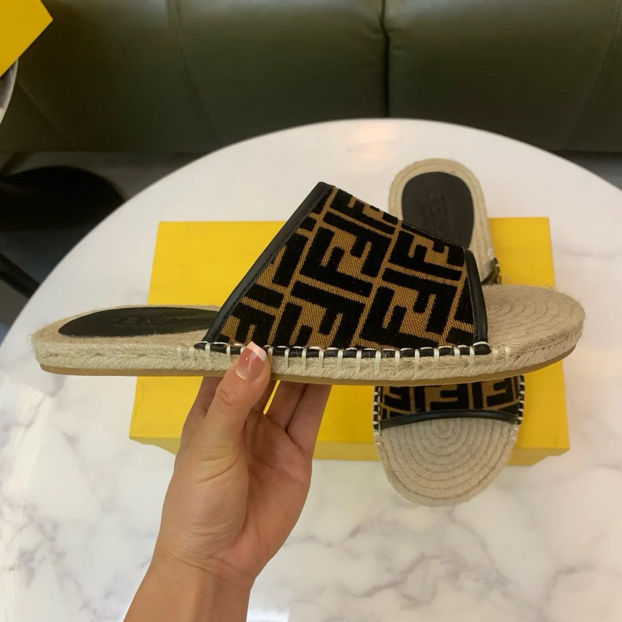 Fendi FF Monogram Espadrille Slippers 7