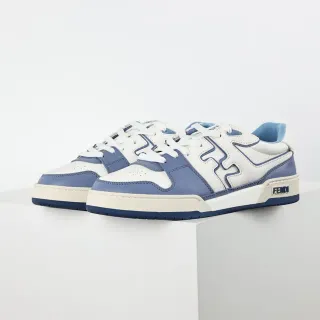 Fendi FF Motif White and Blue Lifestyle Sneakers