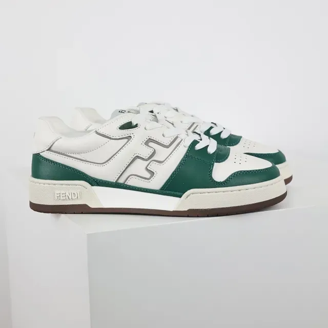 Fendi First Green and White Leather Lifestyle Sneakers 3