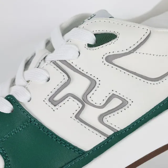 Fendi First Green and White Leather Lifestyle Sneakers 6