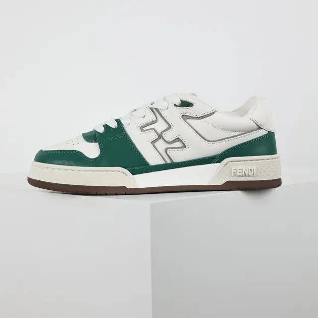 Fendi First Green and White Leather Lifestyle Sneakers 9