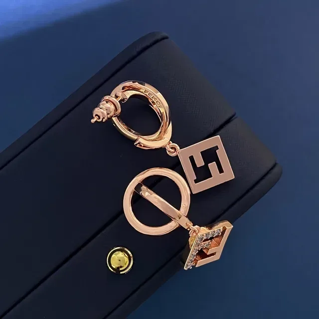 Fendi Gold Interlocking FF Logo Pavé Crystal Embellishment Jewelry 3