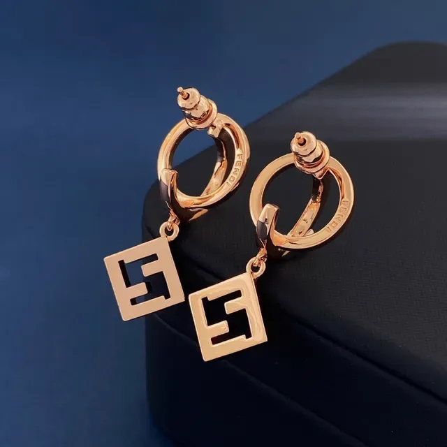 Fendi Gold Interlocking FF Logo Pavé Crystal Embellishment Jewelry 4