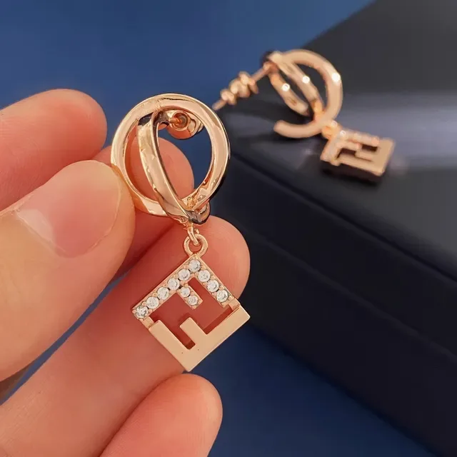 Fendi Gold Interlocking FF Logo Pavé Crystal Embellishment Jewelry 5