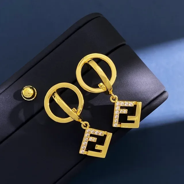 Fendi Gold Interlocking FF Logo Pavé Crystal Embellishment Jewelry 6
