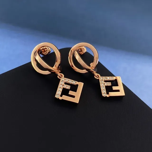 Fendi Gold Interlocking FF Logo Pavé Crystal Embellishment Jewelry 7