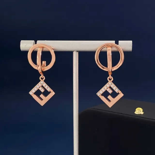 Fendi Gold Interlocking FF Logo Pavé Crystal Embellishment Jewelry 8